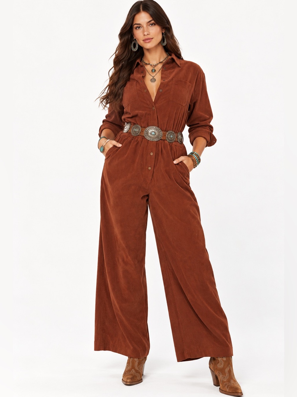 Fashion Nova Chocolate Brown Corduroy Jumpsuit